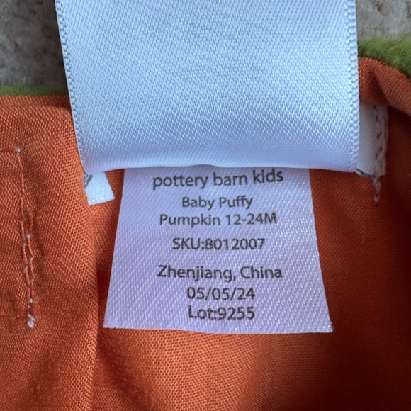 Pottery Barn Kids Baby Puffy Pumpkin Halloween Costume Set 12-24M - Picture 2 of 2